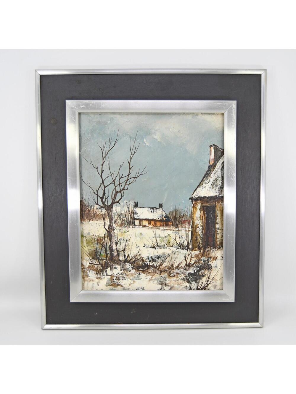 Original Jean Claude Werdier Impressionist Landscape Oil Painting France Winter